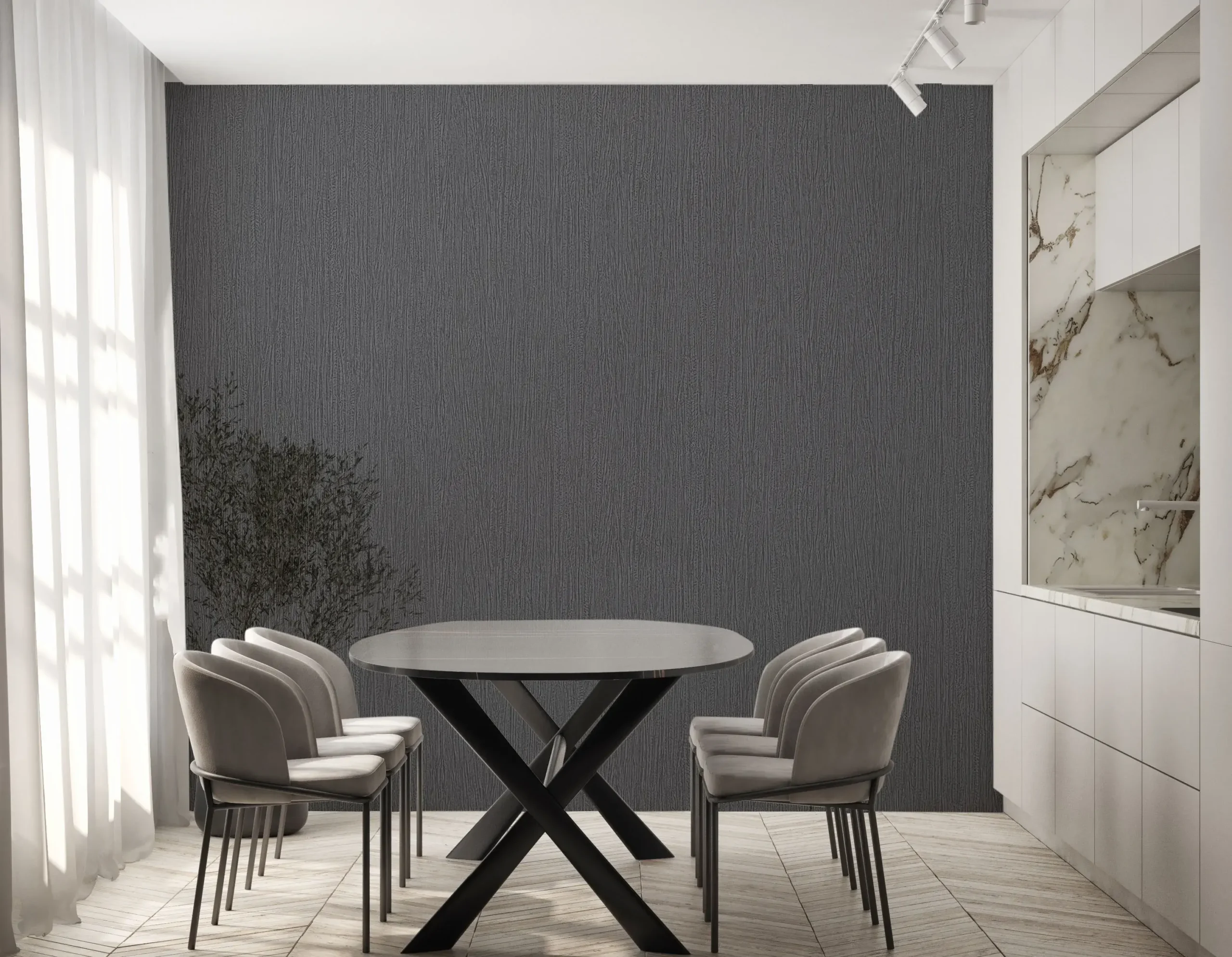 Gray Embossed Wallpaper – Understated Glittering (24111-5)